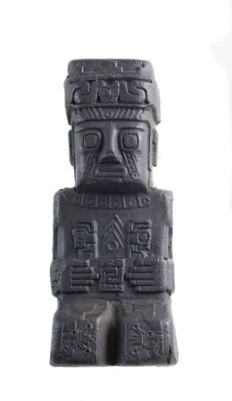 Ceramic statue of ancient south america, isolated white backgroundの写真素材