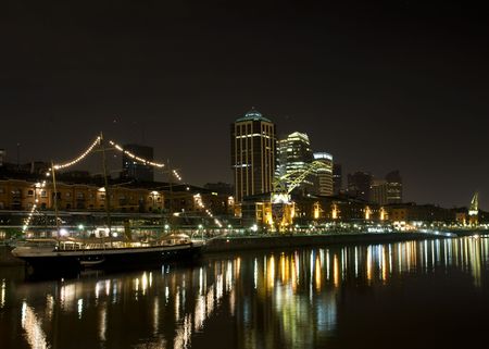 Buenos Aires Skyline, Argentina. Puerto Madero neighborhood at Night. の写真素材