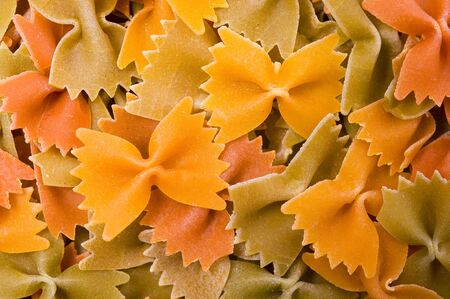  Closeup of Farfalle pasta, various colors.の写真素材