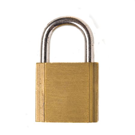  Closed padlock, white background, close up shot. の写真素材