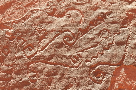 Aboriginal rock art at Talampaya National Park, Northern Argentina.の写真素材