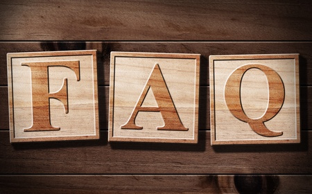 FAQs 3D Text with wooden background.の写真素材