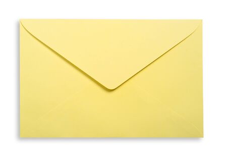 Yellow envelope isolated, clipping path excludes the shadow.