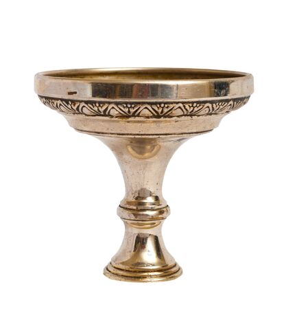 Golden cup for wine isolated, clipping path.の写真素材