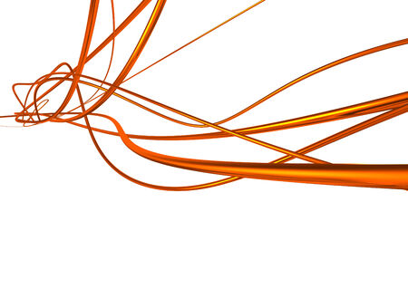 red metallic wires isolated with white background.の写真素材