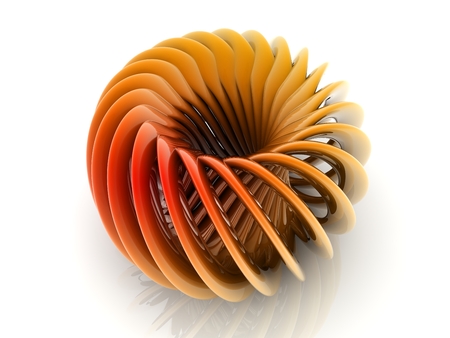 3D metallic curve surface shape on white background.の写真素材