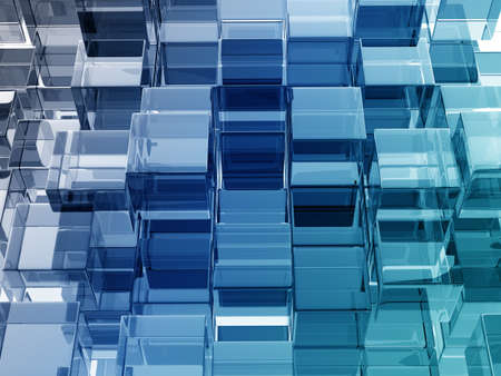 glass cubes on white background. digitally generated imageの写真素材