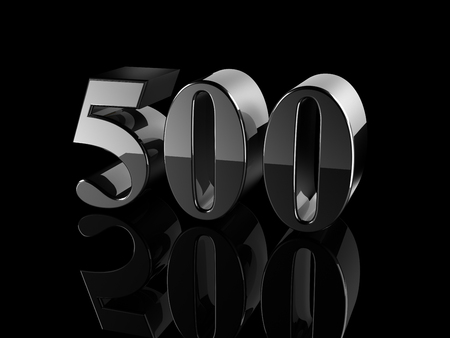 black metallic number 500 on black background.の写真素材