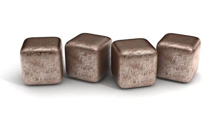 rusty cubes on white background.の写真素材