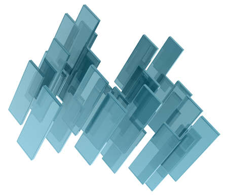 glass cubes on white background. digitally generated imageの写真素材