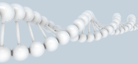 3d DNA model on gray background. Digitally generated image.の写真素材