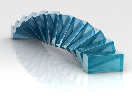 blue 3d glass cubes on white background.の写真素材