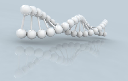 3d DNA model on gray background. digitally generated image.の写真素材