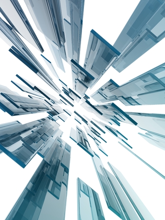glass rectangles on white background. digitally generated imageの写真素材