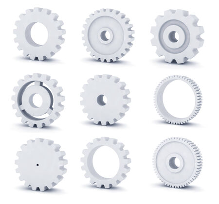 3D clean gear element on white background.の写真素材
