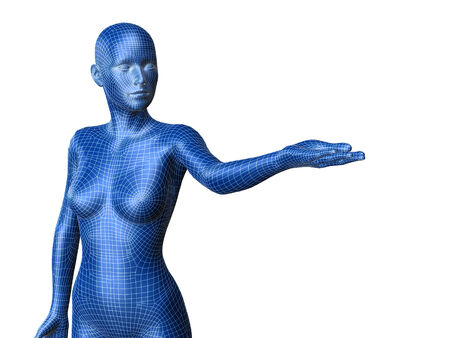 mesh 3D female model on white background.の写真素材