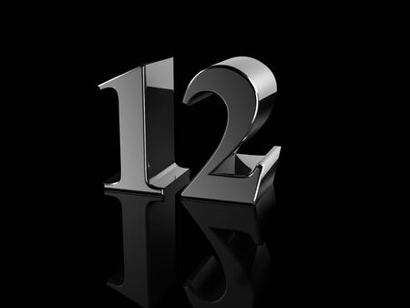 black metallic number 12 on black backgroundの写真素材