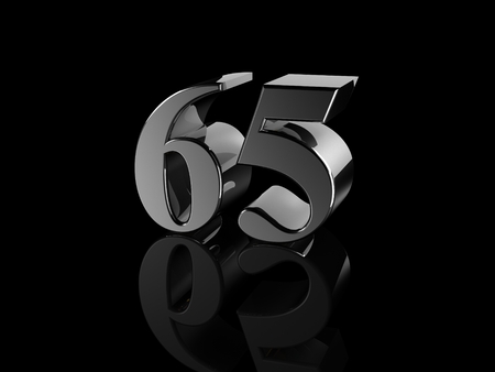 black metallic number 65 on black backgroundの写真素材