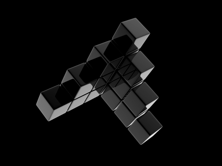 black metallic white cubes on gray background., digitally generated imageの写真素材