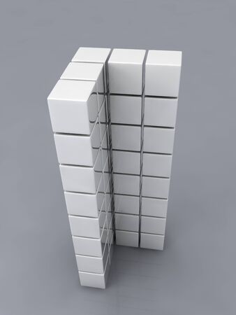 metallic cubes on gray background, digitally generated imageの写真素材