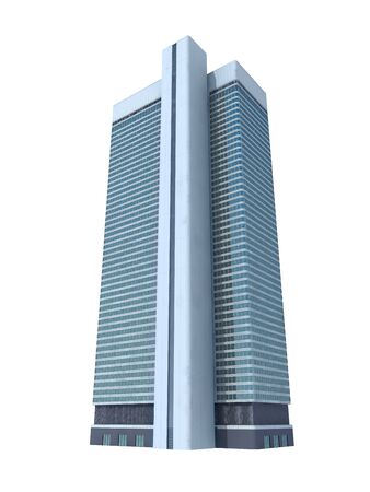 single skyscraper isolated on white background,digitally generated image.の写真素材