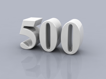 white metallic number 500 on white background の写真素材