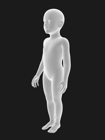 white 3D baby full-length picture on black background.の写真素材