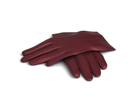 red leather gloves isolated on white background.の写真素材