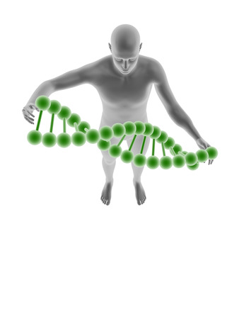 man and DNA isolated on white background.の写真素材