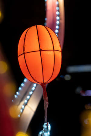 Chinese lantern festival lanterns in the park, the Chinese characters above mean happy new year.の写真素材