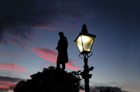 Burns monument at sunset in Aberdeenの写真素材