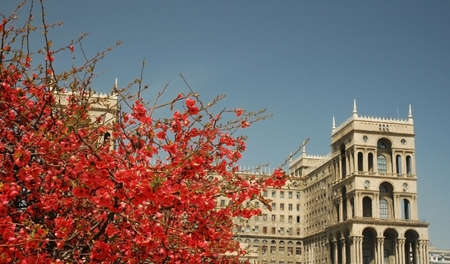 Government House in summer in Baku, Azerbaijanの写真素材