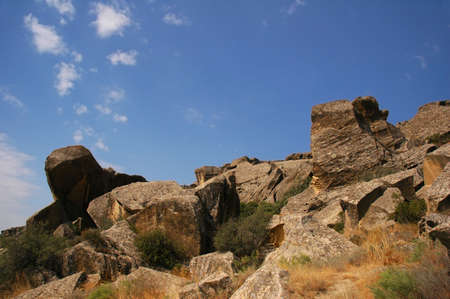 Scenery with rocks and blue clear skyの写真素材