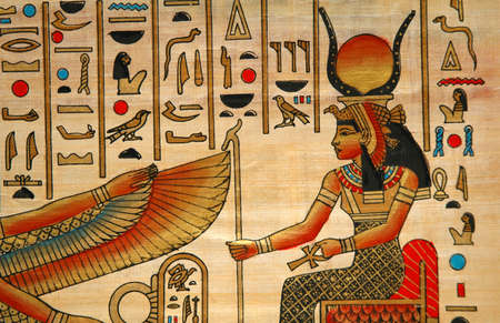 Papyrus with elements of egyptian ancient historyの写真素材