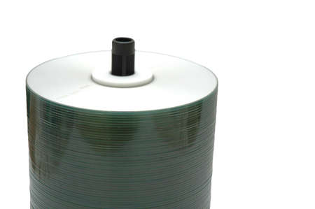 Spindle of CD's isolated on whiteの写真素材