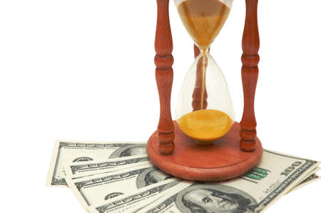 Time is money - hour-glass and dollar bills