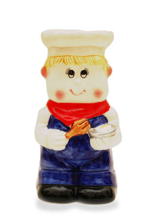 China figure of chef isolated on whiteの写真素材