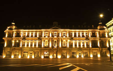 Building nicely lit with illumination - Baku, Azerbaijanの写真素材