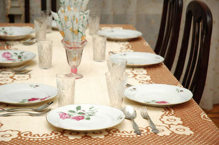 Table served in the restaurant ready for customers
