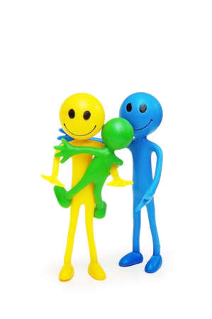Happy family of smilies isolated on whiteの写真素材
