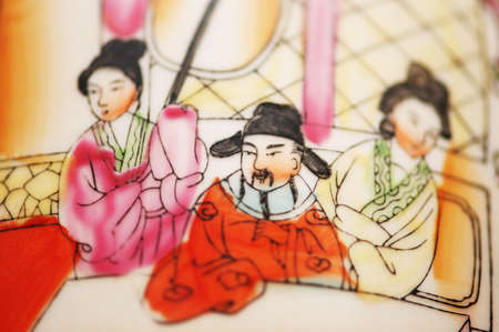 Ornament of chinese vase - shallow DOFの写真素材