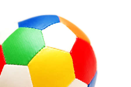 Close up of coloured football isolated  on whiteの写真素材