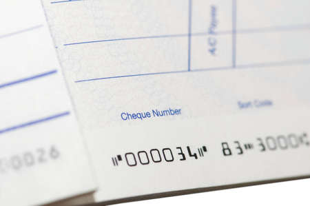 Close up of cheque book - shallow  depth of fieldの写真素材