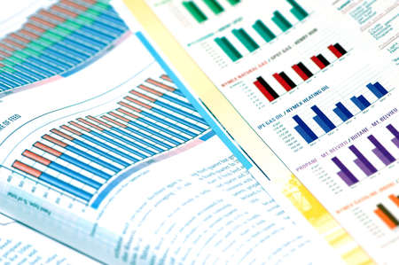 Business concept  - business magazines with  charts and diagramsの写真素材