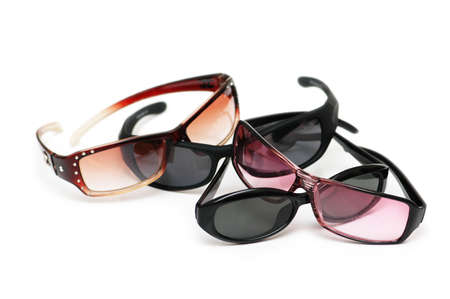 Various sunglasses isolated  on the white backgroundの写真素材