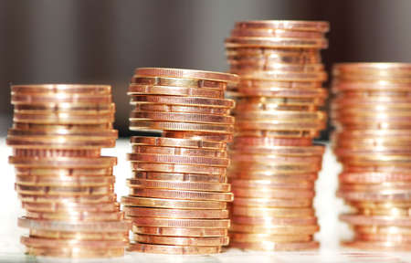 Close up of gold  coins in stacks