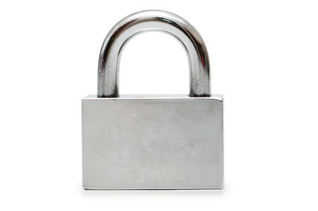 Silver padlock  isolated on the white backgroundの写真素材