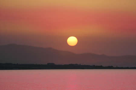 Sunset near Baku at the Caspian  Seaの写真素材