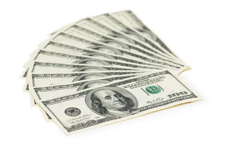 Hundred dollar banknotes isolated on the white