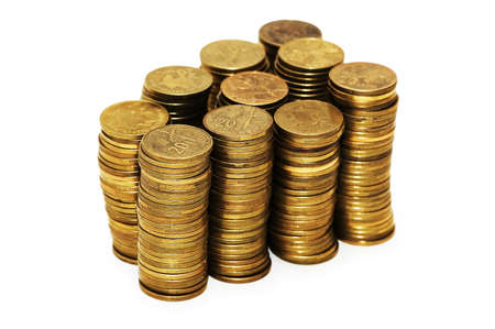 Stack of coins isolated on the white
